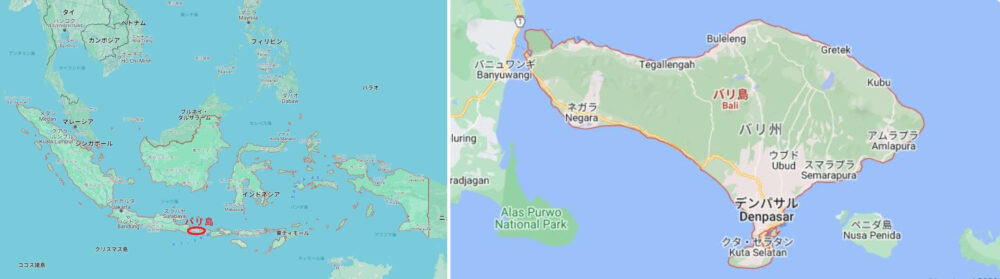 インドネシアとバリ島の地図