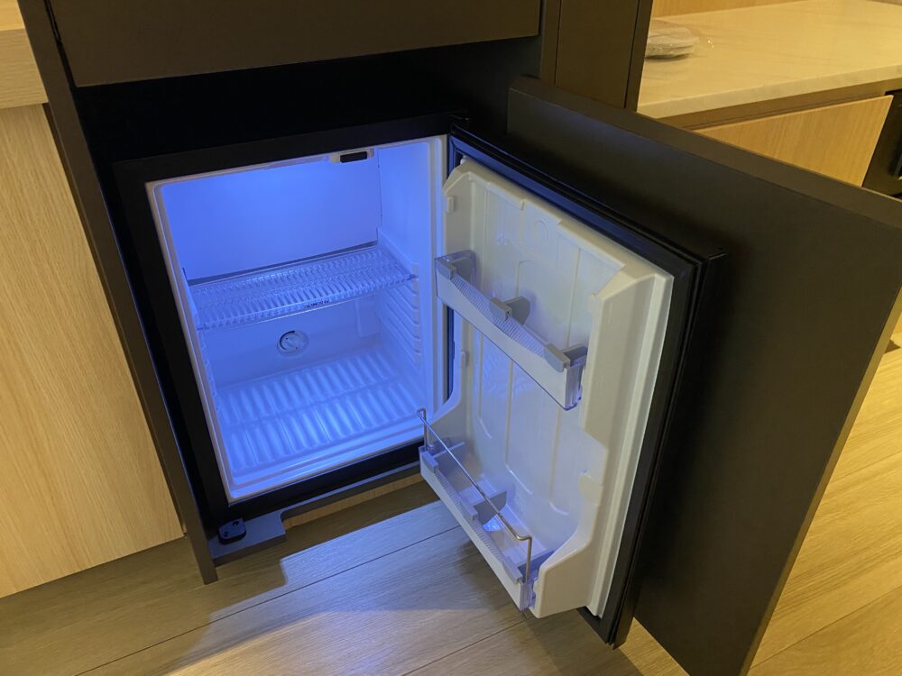 ハイアットプレイス京都ーキングルームー壁際スペースー収納ー冷蔵庫