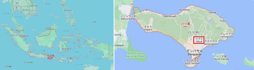 バリ島とウブドの位置